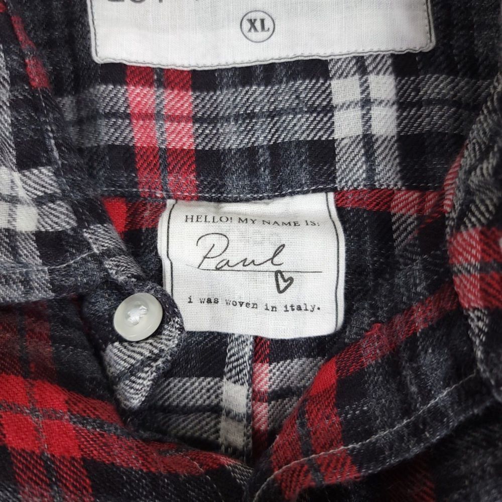 FRANK AND EILEEN 100% Linen Paul Oversized Button Down Shirt Red Gray Plaid XL - Picture 10 of 11